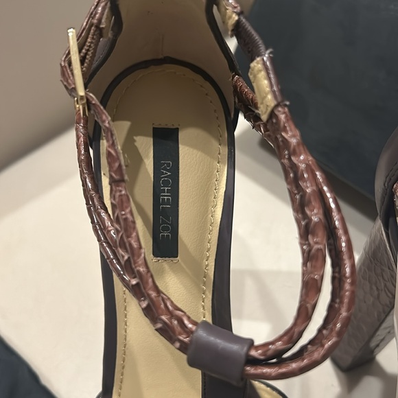 Rachel Zoe brown Parton calf Lea with real snake size 9 New in box & dust cover - Picture 3 of 9